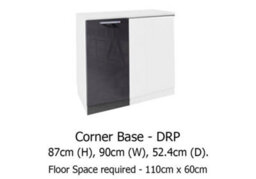Impact Furniture Kitchen Corner Base Unit Straight Line Cupboard 110Cm 1000mm Soft Close Grey Gloss Luxe - thumbnail 4