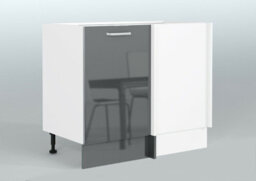 Impact Furniture Kitchen Corner Base Unit Straight Line Cupboard 110Cm 1000mm Soft Close Grey Gloss Luxe - thumbnail 2