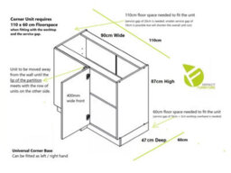 Impact Furniture Kitchen Corner Base Unit Straight Line Cupboard 110Cm 1000mm Soft Close Grey Gloss Luxe - thumbnail 3