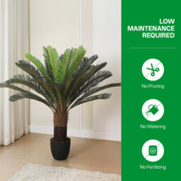 Thehotsale 113Cm Leaf Large Artificial Cycas Tree In Black Pot For Decoration For Home Office - thumbnail 2