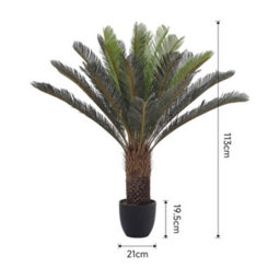 Thehotsale 113Cm Leaf Large Artificial Cycas Tree In Black Pot For Decoration For Home Office - thumbnail 7