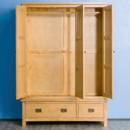 Surrey Oak Large Triple Wardrobe With 2 Drawers - By Roseland Furniture - thumbnail 4