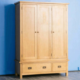 Surrey Oak Large Triple Wardrobe With 2 Drawers - By Roseland Furniture - thumbnail 6