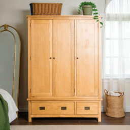 Surrey Oak Large Triple Wardrobe With 2 Drawers - By Roseland Furniture - thumbnail 2