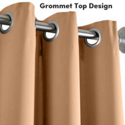 Aspire Homeware Plain Room Darkening Blackout Eyelet Curtain Pair Beige (W) 228Cm X (D)228Cm With Tie Back Pair - thumbnail 4