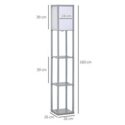 Homcom Floor Lamp Reading Lamp With 3-Tier Storage Shelf For Home Office Grey - thumbnail 3