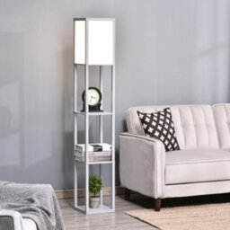 Homcom Floor Lamp Reading Lamp With 3-Tier Storage Shelf For Home Office Grey - thumbnail 1
