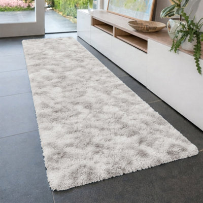 Aspire Homeware Non-Slip Tie Dye Light Grey Shaggy Rug Soft Fluffy, Medium Hallways Runner, (L)150Cm X (W)80Cm - image 1
