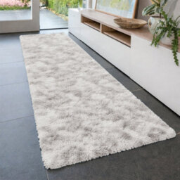 Aspire Homeware Non-Slip Tie Dye Light Grey Shaggy Rug Soft Fluffy, Medium Hallways Runner, (L)150Cm X (W)80Cm - thumbnail 1