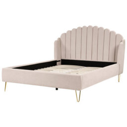 Beliani Bed Fabric Ambillou 160 X 200 Cm (Eu King Size) Light Beige - thumbnail 5