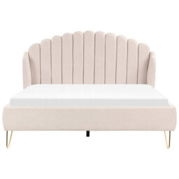 Beliani Bed Fabric Ambillou 160 X 200 Cm (Eu King Size) Light Beige - thumbnail 4