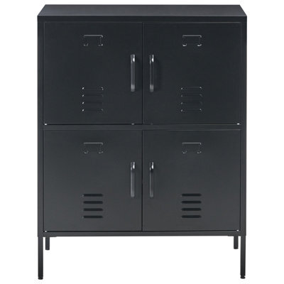 Wyld And Coco Blackiron 4-Door Locker-Style Sideboard Cabinet W80 X D40 X H101Cm - Wall-Mount Metal Filing Storage - image 1