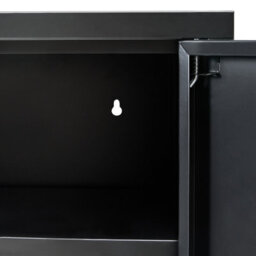Wyld And Coco Blackiron 4-Door Locker-Style Sideboard Cabinet W80 X D40 X H101Cm - Wall-Mount Metal Filing Storage - thumbnail 7