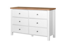 Timber Art Design Astbury 6 Drawer Bedroom Cabinet Chest Of Drawers White And Oak - thumbnail 2