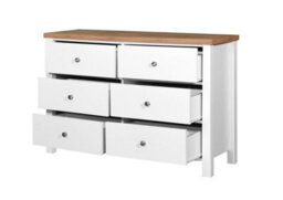 Timber Art Design Astbury 6 Drawer Bedroom Cabinet Chest Of Drawers White And Oak - thumbnail 4