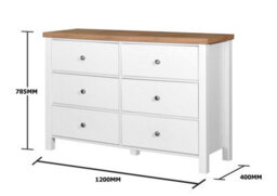 Timber Art Design Astbury 6 Drawer Bedroom Cabinet Chest Of Drawers White And Oak - thumbnail 8