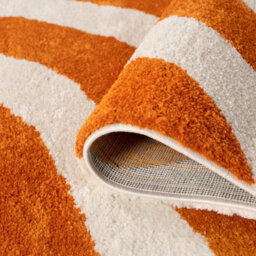 The Rugs Joli Orange And White Wavy Rug Soft Dense Pile Easy To Clean And Pet Friendly For Living Rooms And Bedrooms - thumbnail 6