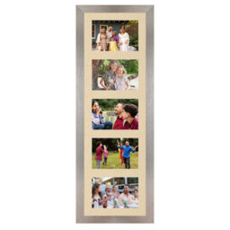 AK Frames 26X8 Aluminum Modern Multi Photo Frame With Ivory Mount - Holds 5 Apertures (5X) 6X4 Photos - thumbnail 1