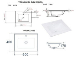 Impact Furniture Bathroom Vanity Unit With Sink Basin 600mm Ribbed Fluted White Modern Wall Hung Cabinet With Drawers Adel - thumbnail 8