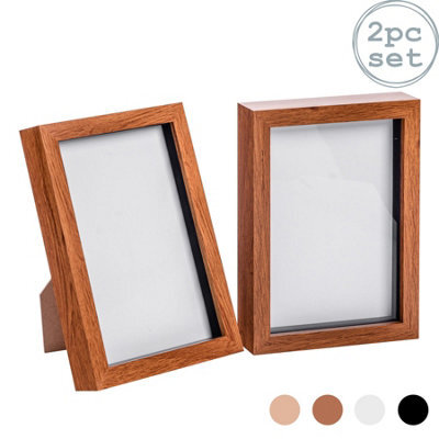 "Nicola Spring A5 (6 X 8"") Photo Frames - Dark Wood - 3D Photo Frame Picture Frame Box Portrait Display Case (23.5 X 17Cm) Set Of 2" - image 1