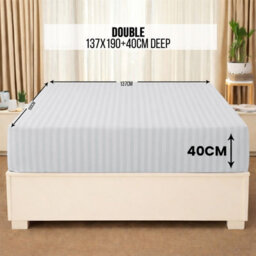 Aspire Homeware White Stripe Fitted Sheet 40Cm Extra Deep-100%microfiber Fitted Bed Sheets King, (L)200Cmx(W)152Cm - thumbnail 6