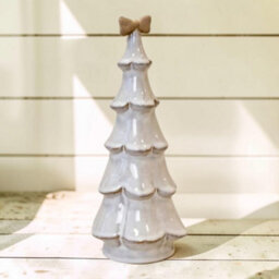 Four Candle Satchville Stone Glazed Ceramic Christmas Tree With Bow - thumbnail 2