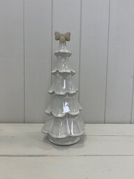 Four Candle Satchville Stone Glazed Ceramic Christmas Tree With Bow - thumbnail 1