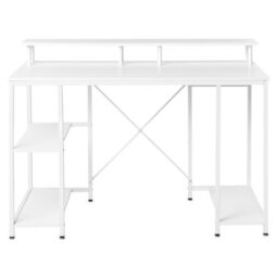 Wyld And Coco Novatech Gaming Desk White Led With 3-Tier Side Shelving And Raised Monitor Stand - thumbnail 1