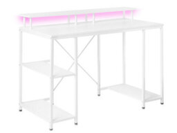 Wyld And Coco Novatech Gaming Desk White Led With 3-Tier Side Shelving And Raised Monitor Stand - thumbnail 3