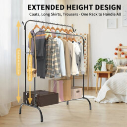 Double Rail Hanging Heavy Duty Clothes Rail Rack Garment Hanging Display Stand Shoe Storage Shelves - thumbnail 5