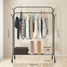 Double Rail Hanging Heavy Duty Clothes Rail Rack Garment Hanging Display Stand Shoe Storage Shelves