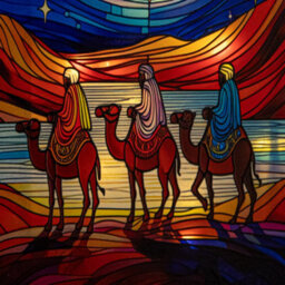 Samuel Alexander 21Cm Dual Powered Three Wise Men Stained Glass Light Up Christmas Decoration With Leds - thumbnail 5