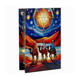 Samuel Alexander 21Cm Dual Powered Three Wise Men Stained Glass Light Up Christmas Decoration With Leds - thumbnail 8