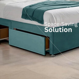 Green Plush 6Ft Super King Size Bed With 20 Inch Headboard With Mattress And 2Drawers - thumbnail 3
