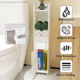 Wooden Bathroom Shelf Cabinet Cupboard White Bedroom Storage Unit - thumbnail 4