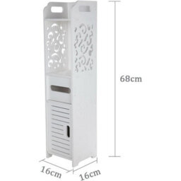 Wooden Bathroom Shelf Cabinet Cupboard White Bedroom Storage Unit - thumbnail 2