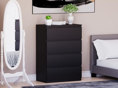 Home Treats 8 Chest Of Drawer Black Deep Chest Of Wooden Drawers - image 1