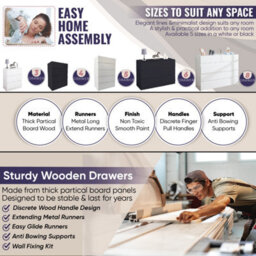 Home Treats 8 Chest Of Drawer Black Deep Chest Of Wooden Drawers - thumbnail 8