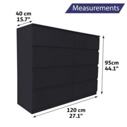 Home Treats 8 Chest Of Drawer Black Deep Chest Of Wooden Drawers - thumbnail 3
