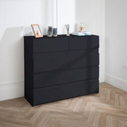 Home Treats 8 Chest Of Drawer Black Deep Chest Of Wooden Drawers - thumbnail 2