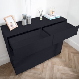 Home Treats 8 Chest Of Drawer Black Deep Chest Of Wooden Drawers - thumbnail 5