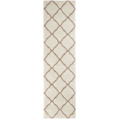 The Rugs Moroccan Shaggy Rugs And Runners Soft High Pile Ivory And Beige Living Room Kitchen Hallway 730 - image 1