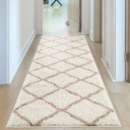 The Rugs Moroccan Shaggy Rugs And Runners Soft  High Pile Ivory And Beige Living Room Kitchen Hallway 730 - thumbnail 4