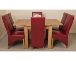 That's Furniture Richmond 90Cm - 150Cm Square Oak Extending Dining Table And 6 Chairs Dining Set With Lola Burgundy Leather Chairs - thumbnail 2