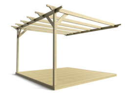 Arbor Garden Solutions Wall Mounted Pergola And Decking Complete Diy Kit, Sculpted Design (3M X 3M, Light Green (Natural) Finish) - thumbnail 1