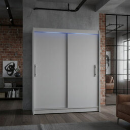 Galeria Modern Sliding Door Wardrobe 150Cm With Led Lighting In Cashmere - thumbnail 3