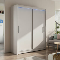 Galeria Modern Sliding Door Wardrobe 150Cm With Led Lighting In Cashmere - thumbnail 1