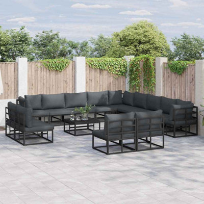 Berkfield Garden Sofa Set With Cushion 14 Pcs Black Aluminium - image 1