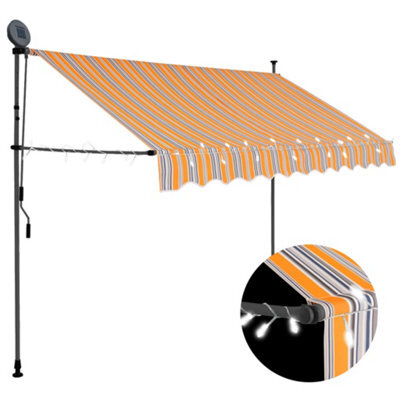 Berkfield Manual Retractable Awning With Led 250 Cm Yellow And Blue - image 1