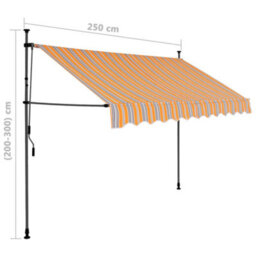 Berkfield Manual Retractable Awning With Led 250 Cm Yellow And Blue - thumbnail 8